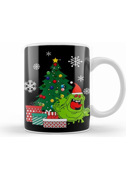 Slimer Around The Christmas Tree Kupa Bardak Porselen