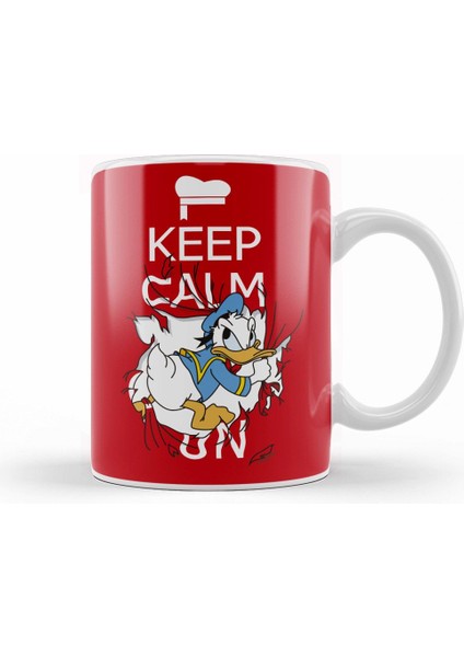 Keep Calm On Donald Duck Kupa Bardak Porselen