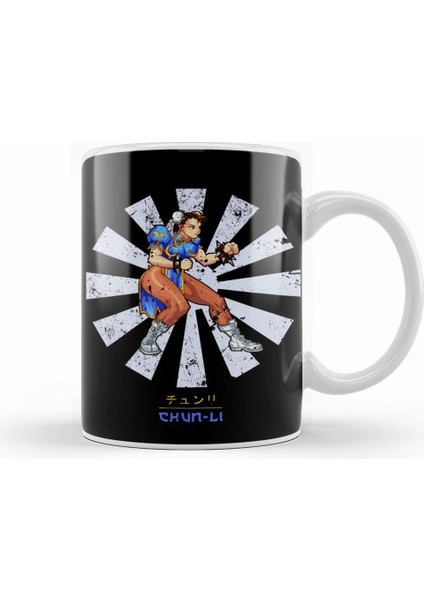 Street Fighter Chun Li Retro Japanese Kupa Bardak Porselen