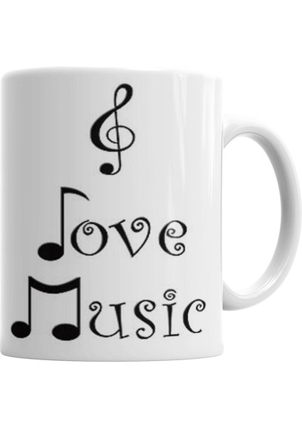 I Love Music Muziği Seviyorum Müzik Kupa Bardak Porselen