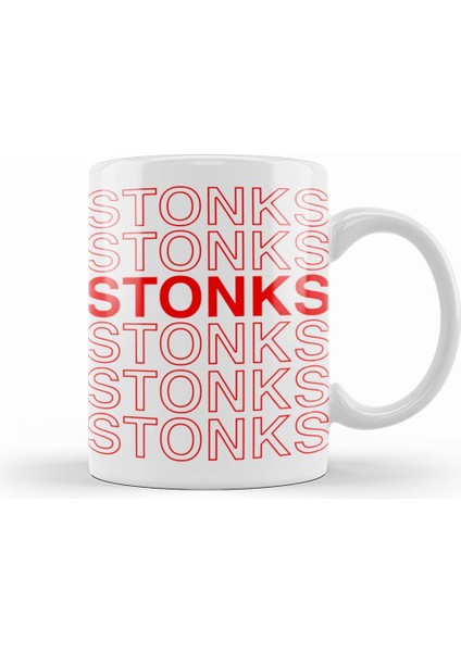 Stonks Funny Meme Investing Stock Kupa Bardak Porselen