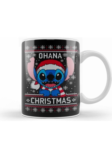 Lilo And Stitch Ohana Christmas Ugly Sweater Kupa Bardak Porselen