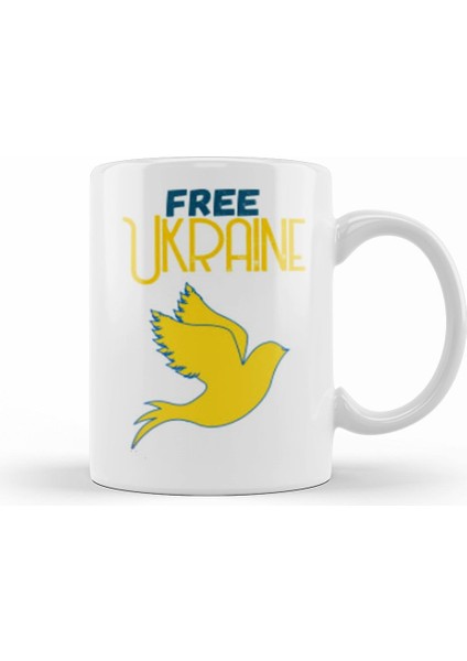 Free Ukraine Flag 2022 Kupa Bardak Porselen