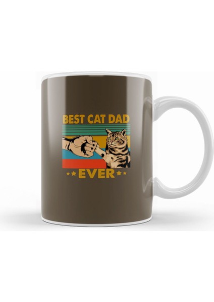 Best Cat Dad Ever Funny Cat Daddy Father Day Vintage 02 Kupa Bardak Porselen