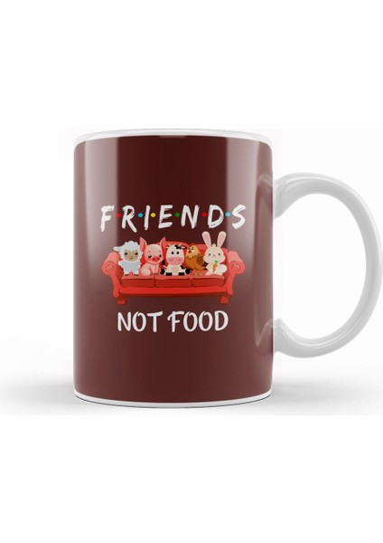 Friends Not Food Go Vegan Vegetarians Gift Kupa Bardak Porselen