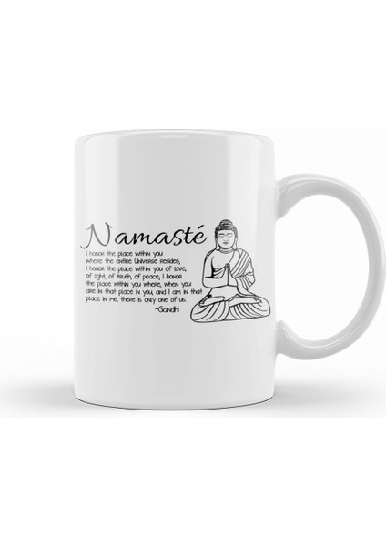 Yoga Namaste Yazı Meditasyon 01 Kupa Bardak Porselen