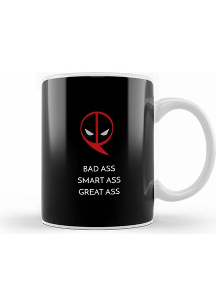 Deadpool Badass Smartass Greatass Funny Joke Deadpool Parody 04 Kupa Bardak Porselen