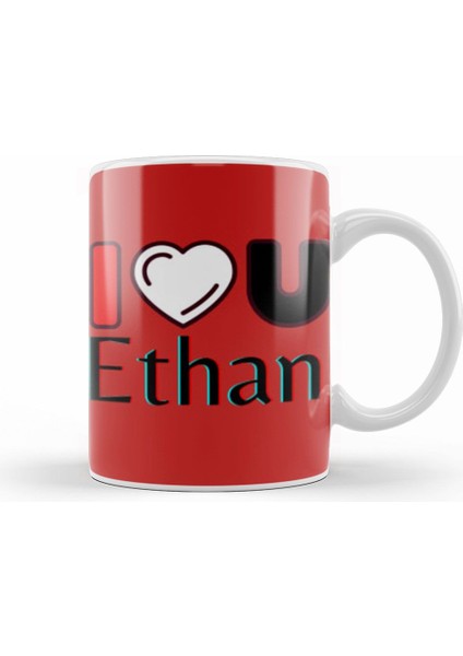 Ethan Name Personalized Custom Vintage Retro Rainbow Design Gift Baby Gift For Him Kupa Bardak Porselen
