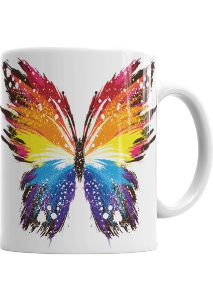 Butterfly Renkli Soyut Kelebek Kupa Bardak Porselen