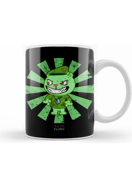 Fliqpy Retro Japanese Flippy Happy Tree Friends Kupa Bardak Porselen