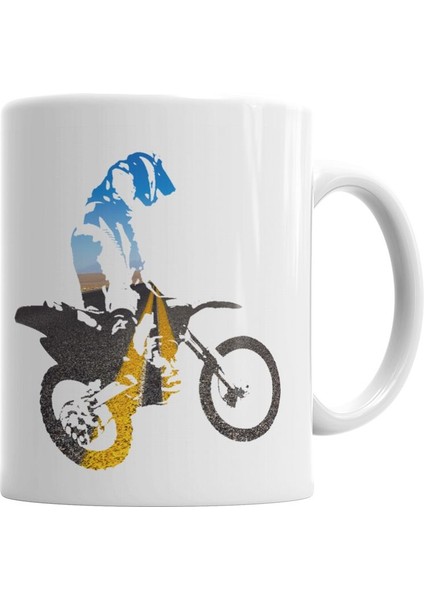 Motocross Motorsiklet Kupa Bardak Porselen