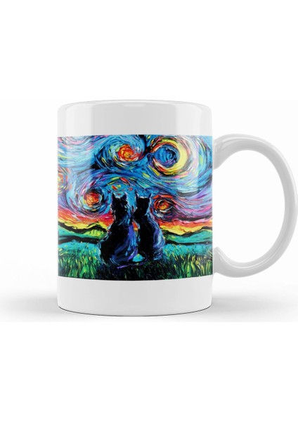 Cat Van Gogh's Cats Kedi Kupa Bardak Porselen
