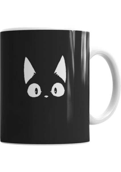 Beyaz Kedi Siyah Kötü Cats Kupa Bardak Porselen