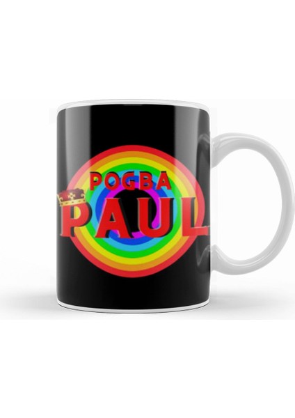 Paul Pogba Vintage Retro Rainbow Style Kupa Bardak Porselen