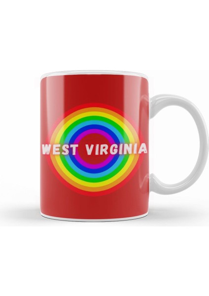 West Virginia Vintage Retro Rainbow Style Kupa Bardak Porselen