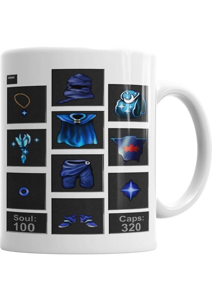 Blue Set Tibia Kupa Bardak Porselen