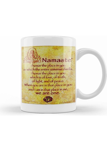 Namaste Yazı Meditasyon 04 Kupa Bardak Porselen