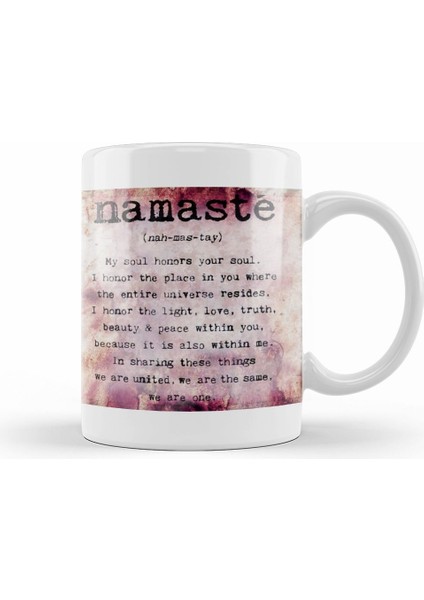 Namaste Yazı Meditasyon 03 Kupa Bardak Porselen