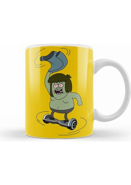 Regular Show Muscle Man Spinning On A Hoverboard Kupa Bardak Porselen