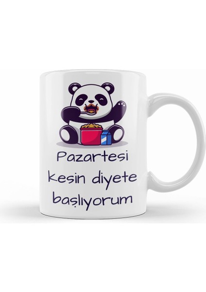 Pazartesi Kesin Diyete Başlıyorum Kupa Bardak Porselen