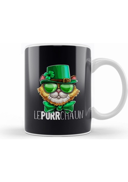 Awesome Lepurrchaun St Patrick’s Day Cat Leprechaun Shamrock Kupa Bardak Porselen