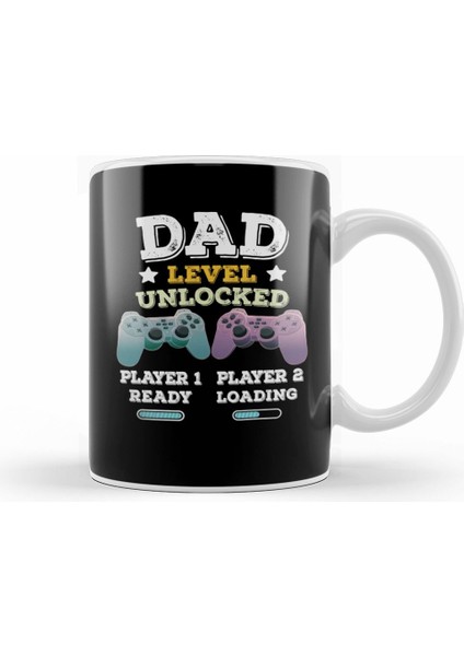 Dad Level Unlocked Gaming New Dad Baby Announcement Fathers Day Daddy To Be Video Game First 02 Kupa Bardak Porselen