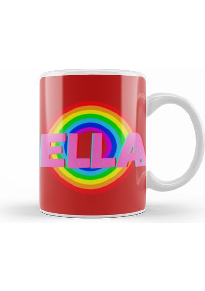 Ella Name Personalized Custom Vintage Retro Rainbow Style Design Gift Baby Gift For Her Kupa Bardak Porselen
