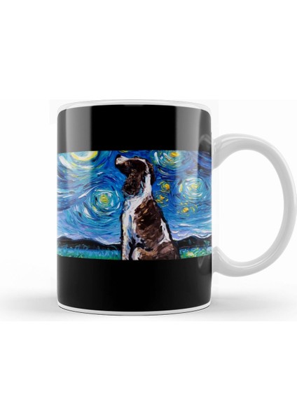 English Springer Spaniel Starry Night Kupa Bardak Porselen