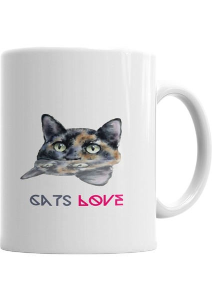 Cats Love Kedi Kupa Bardak Porselen