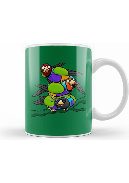 Gouldian Finches Tower Kupa Bardak Porselen