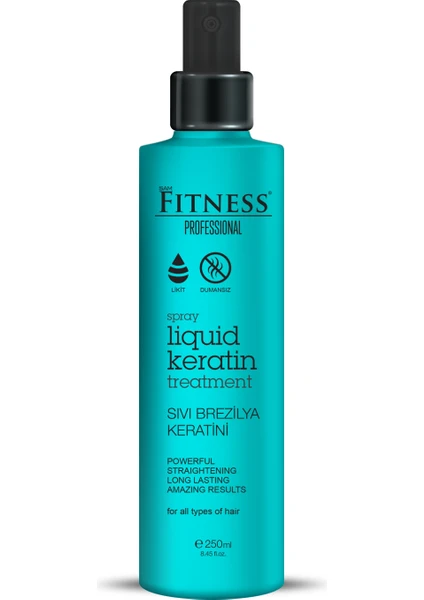 Fitness Professional Brezilya Fönü Sıvı Keratin Bakımı 250 ml Kalıcı Onarıcı ve Saç Düzleştirici Dumansız Sprey Bakım