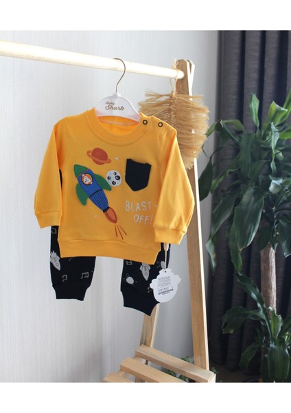 Roket Baskılı Ikili Alt Üst Erkek Bebek Eşofman Takım
