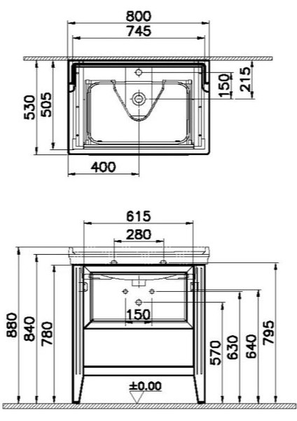 Valarte Lavabo Dolabı 80 cm Mat Gri 62181 fiyatları
