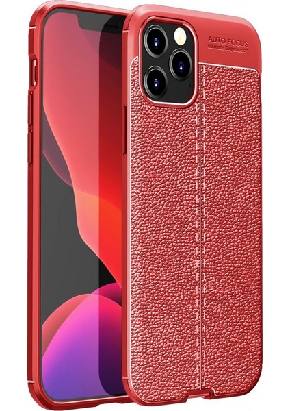 iPhone 12 Pro Max Kılıf Niss Derili Silikon Kırmızı
