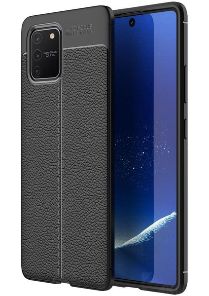 Samsung Galaxy S10 Lite Kılıf Silikon Niss Deri Görünümlü + Tam Ekran Koruyucu Cam