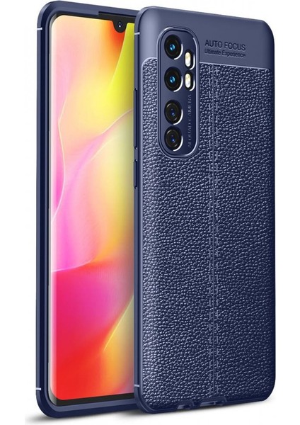 Xiaomi Mi Note 10 Lite Kılıf Niss Derili Silikon Lacivert