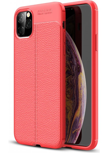 iPhone 11 Pro Kılıf Niss Derili Silikon Kırmızı