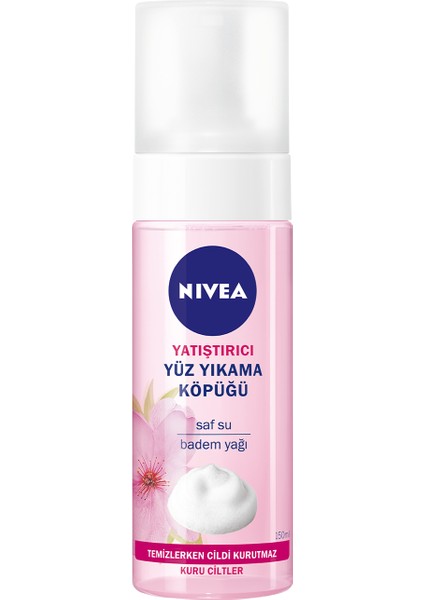 Yüz Yıkama Köpüğü Yatıştırıcı 150ml, Kuru Ciltler, Derinlemesine Yüz Temizleme, Doğal Badem Yağı