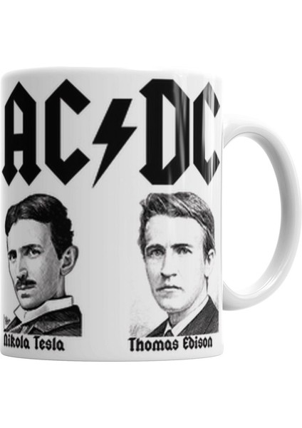 Ac Dc Tesla ve Edison Kupa Bardak Porselen
