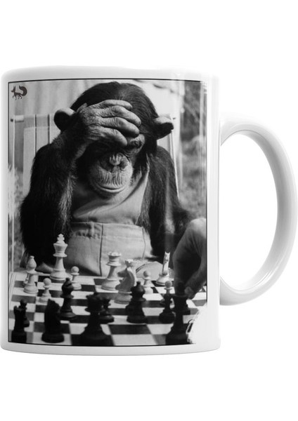 Monkey Chess Maymun Santranç Kupa Bardak Porselen