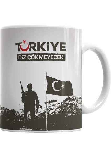 Ayyıldız Türkiye Diz Çökmeyecek Türk Bayrağı Kupa Bardak Porselen