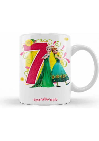 Elsa ile Anna Çocuklara 7 Yedi Yaş Hediyesi Kupa Bardak Porselen