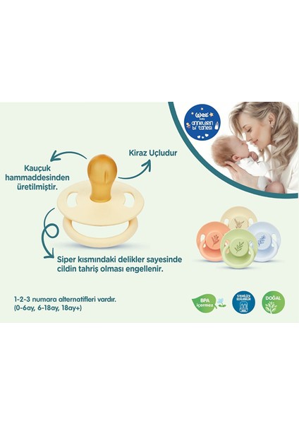 Pure Kauçuk Uçlu Emzik No:3 - Yavru Ağızı