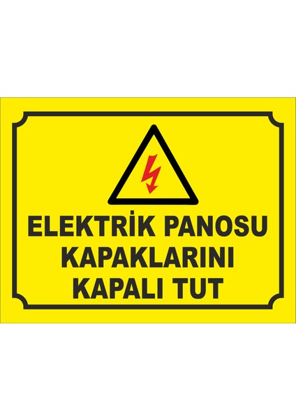 Elektrik Panosu Kapaklarını Kapalı Tutuyarı Levhası 19 x 25 cm Sarı