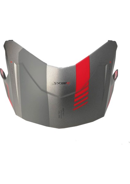 SX.100R Grıdlıne Mat Gri-Kırmızı Kask Arka Spoıler