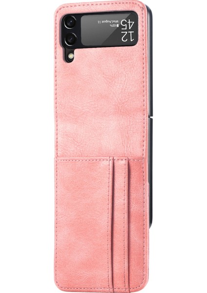 Samsung Galaxy Z Flip4 5g Için Dikey Kart Yuvası Pu Kılıfı - Pembe (Yurt Dışından)