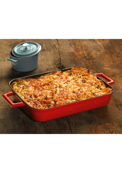 Döküm Dikdörtgen Tepsi. Ölçü 22X30CM. - Yeşil fiyatları