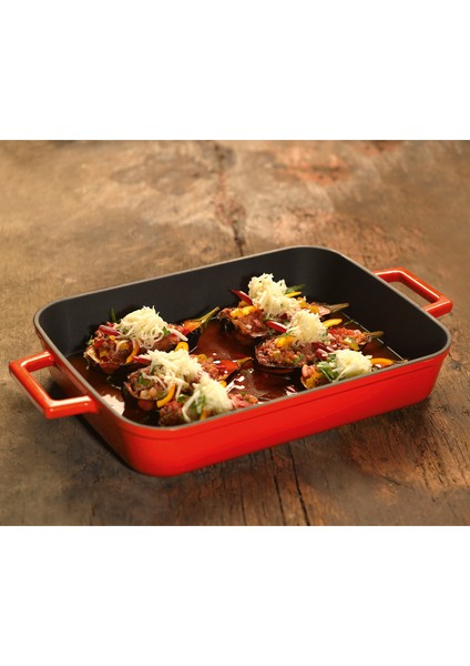 Döküm Dikdörtgen Tepsi. Ölçü 22X30CM. - Yeşil indirimleri