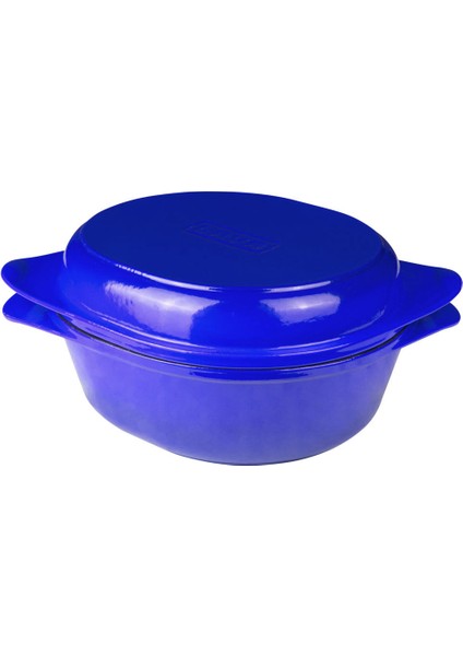 Döküm Ekmek Kabı / Terrine. Ölçü 24X27CM. - Mavi