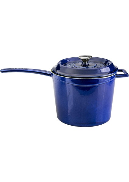 Döküm Yuvarlak Sos Tenceresi Metal Saplı Çap(Ø18 Cm, Majolica Mavi